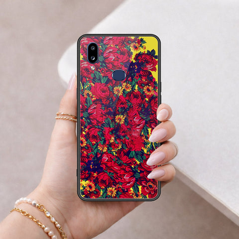 Samsung Galaxy A10s Cover - Floral Series - HQ Ultra Shine Premium Infinity Glass Soft Silicon Borders Case
