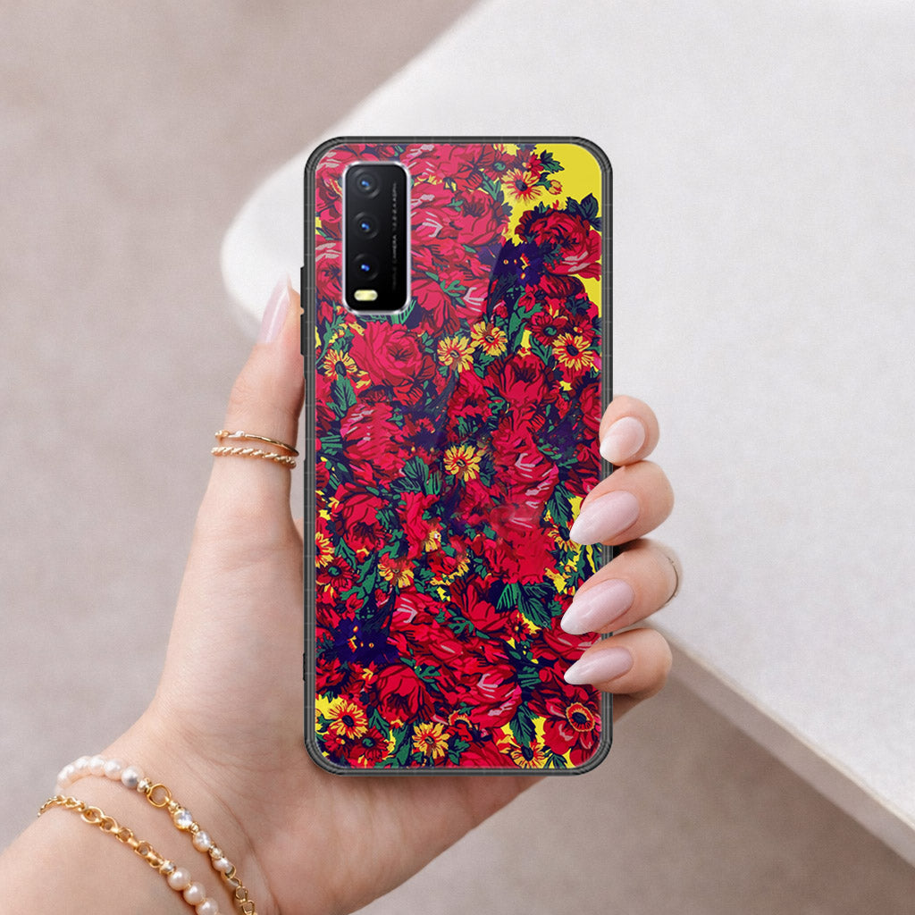 Vivo Y12s Cover - Floral Series - HQ Ultra Shine Premium Infinity Glass Soft Silicon Borders Case