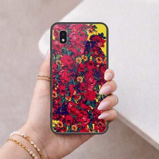Samsung Galaxy A2 Core Cover - Floral Series - HQ Ultra Shine Premium Infinity Glass Soft Silicon Borders Case