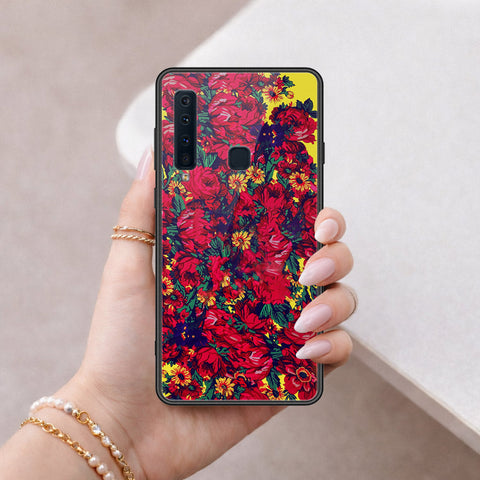 Samsung Galaxy A9 2018 Cover - Floral Series - HQ Ultra Shine Premium Infinity Glass Soft Silicon Borders Case