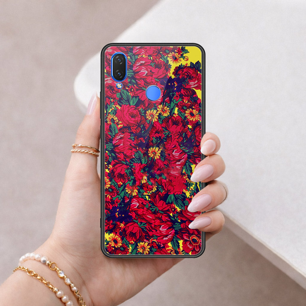 Huawei Nova 3i  Cover - Floral Series - HQ Ultra Shine Premium Infinity Glass Soft Silicon Borders Case