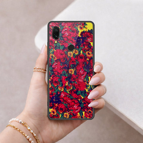 Xiaomi Redmi 7 Cover - Floral Series - HQ Ultra Shine Premium Infinity Glass Soft Silicon Borders Case