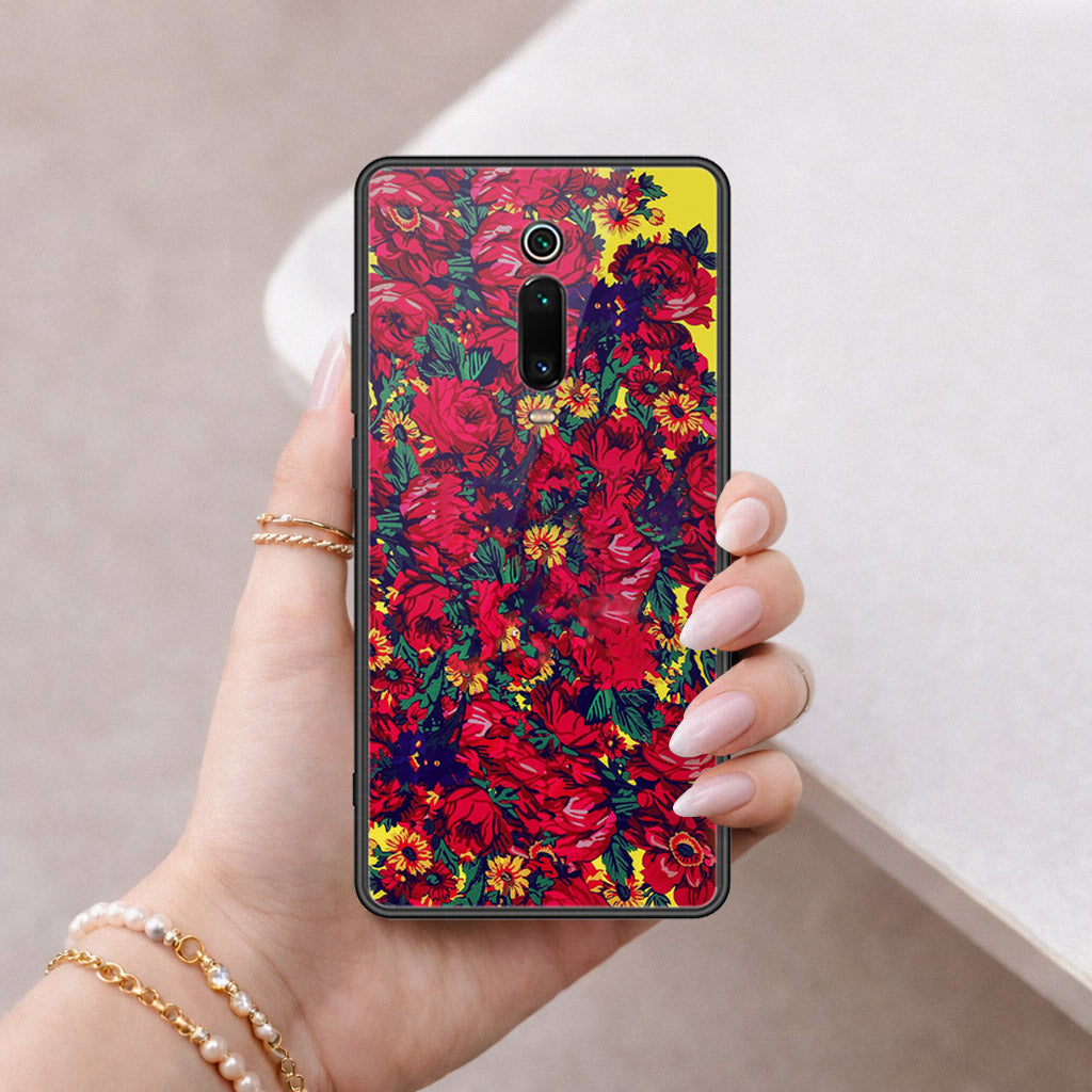 Xiaomi Mi 9T Cover - Floral Series - HQ Ultra Shine Premium Infinity Glass Soft Silicon Borders Case