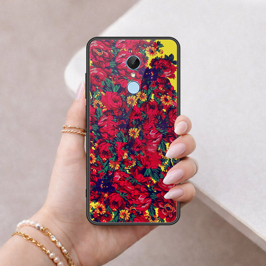 Xiaomi Redmi Note 5 / Redmi 5 Plus Cover - Floral Series - HQ Ultra Shine Premium Infinity Glass Soft Silicon Borders Case
