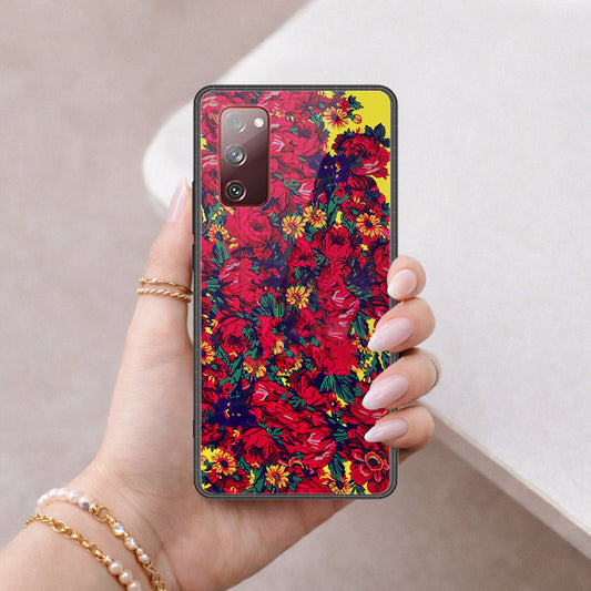 Samsung Galaxy S20 FE Cover - Floral Series - HQ Ultra Shine Premium Infinity Glass Soft Silicon Borders Case