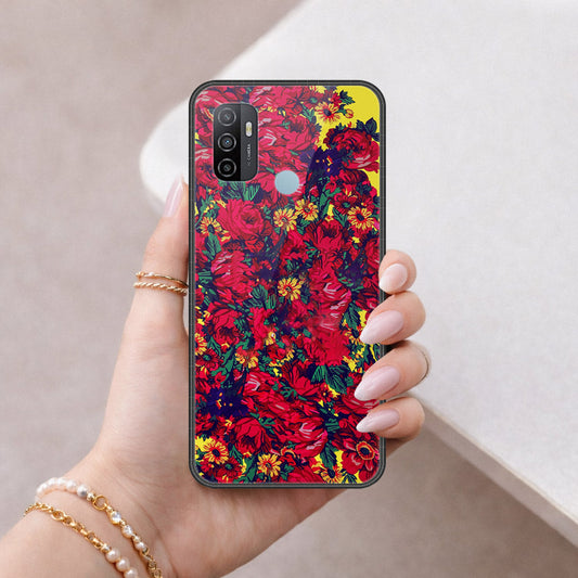 Oppo A53 Cover - Floral Series - HQ Ultra Shine Premium Infinity Glass Soft Silicon Borders Case