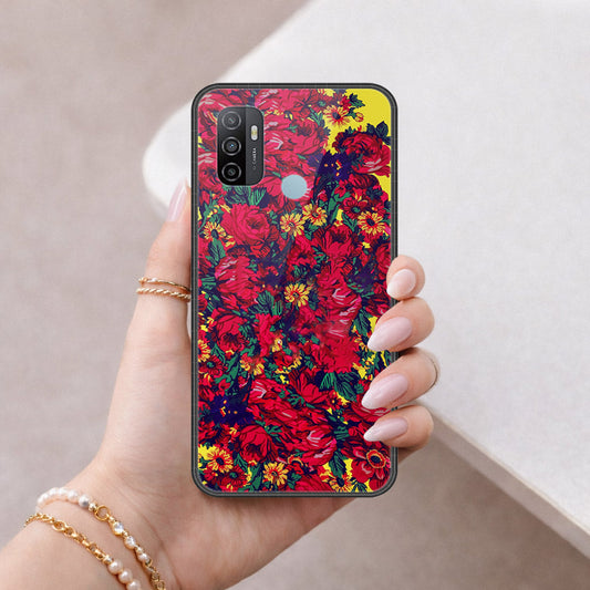 Oppo A53s Cover - Floral Series - HQ Ultra Shine Premium Infinity Glass Soft Silicon Borders Case
