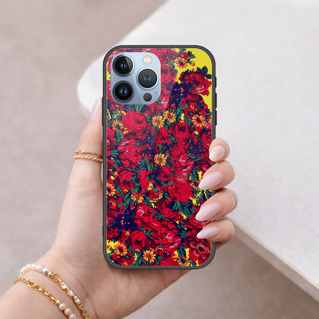 iPhone 13 Pro Max Cover - Floral Series - HQ Ultra Shine Premium Infinity Glass Soft Silicon Borders Case