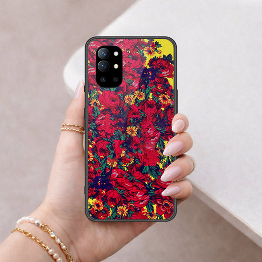OnePlus 9R Cover - Floral Series - HQ Ultra Shine Premium Infinity Glass Soft Silicon Borders Case