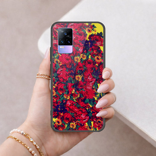 Vivo Y73 Cover - Floral Series - HQ Ultra Shine Premium Infinity Glass Soft Silicon Borders Case