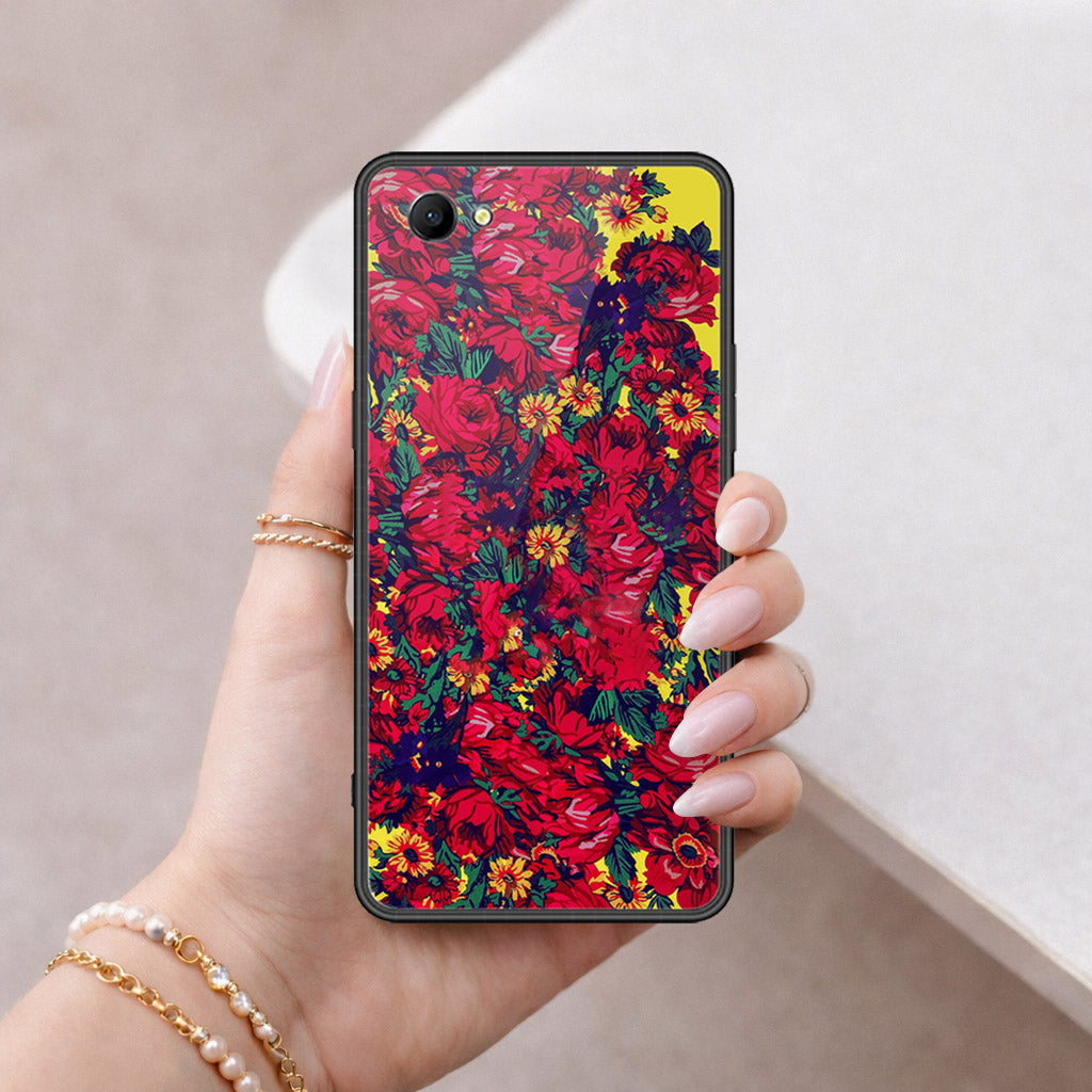 Oppo A3 Cover - Floral Series - HQ Ultra Shine Premium Infinity Glass Soft Silicon Borders Case