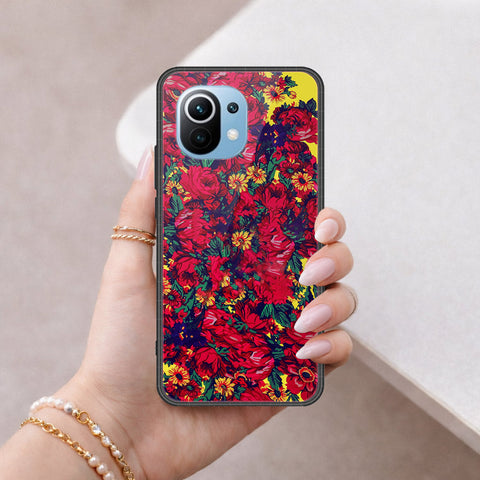 Xiaomi Mi 11 Cover - Floral Series - HQ Ultra Shine Premium Infinity Glass Soft Silicon Borders Case