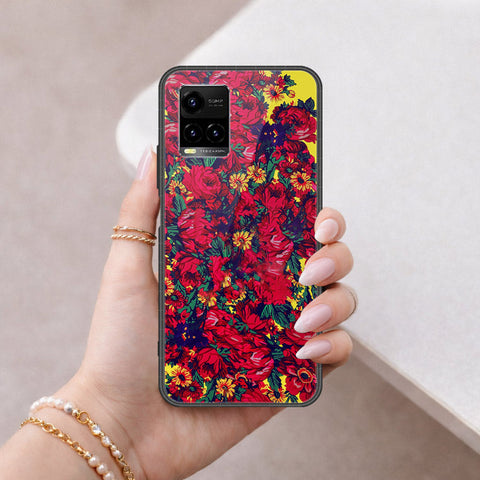 Vivo Y21 Cover - Floral Series - HQ Ultra Shine Premium Infinity Glass Soft Silicon Borders Case