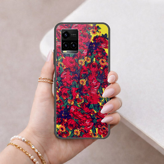 Vivo Y33t Cover - Floral Series - HQ Ultra Shine Premium Infinity Glass Soft Silicon Borders Case