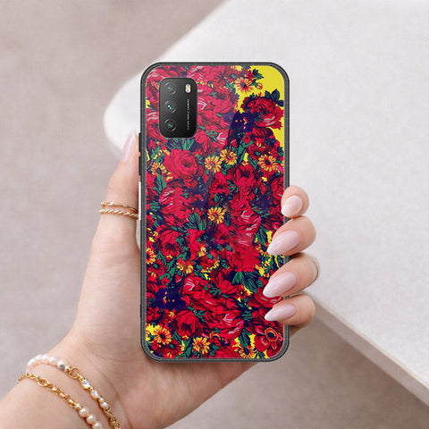 Xiaomi Poco M3 Cover - Floral Series - HQ Ultra Shine Premium Infinity Glass Soft Silicon Borders Case