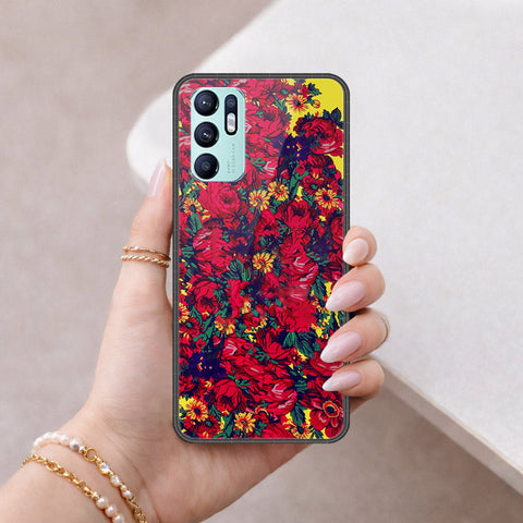 Oppo Reno 6 Cover - Floral Series - HQ Ultra Shine Premium Infinity Glass Soft Silicon Borders Case
