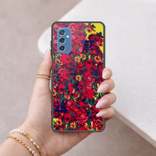 Samsung Galaxy M52 5G Cover - Floral Series - HQ Ultra Shine Premium Infinity Glass Soft Silicon Borders Case