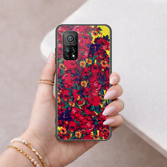 Xiaomi Mi 10T Cover - Floral Series - HQ Ultra Shine Premium Infinity Glass Soft Silicon Borders Case