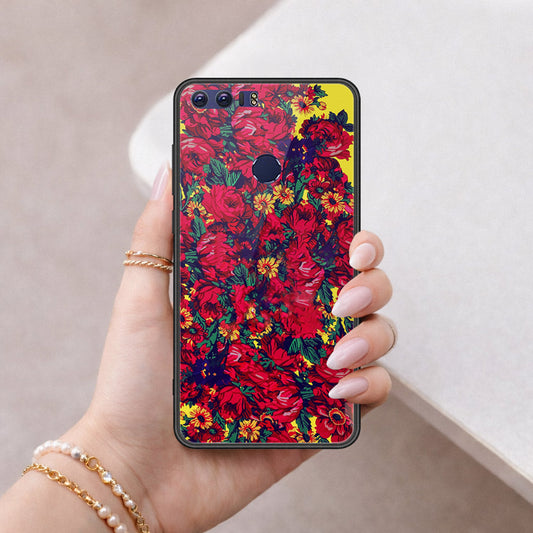 Huawei Honor 8 Cover - Floral Series - HQ Ultra Shine Premium Infinity Glass Soft Silicon Borders Case