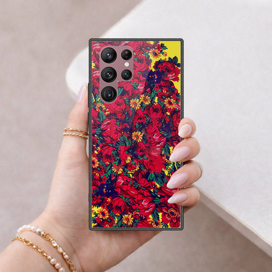 Samsung Galaxy S22 Ultra 5G Cover - Floral Series - HQ Ultra Shine Premium Infinity Glass Soft Silicon Borders Case