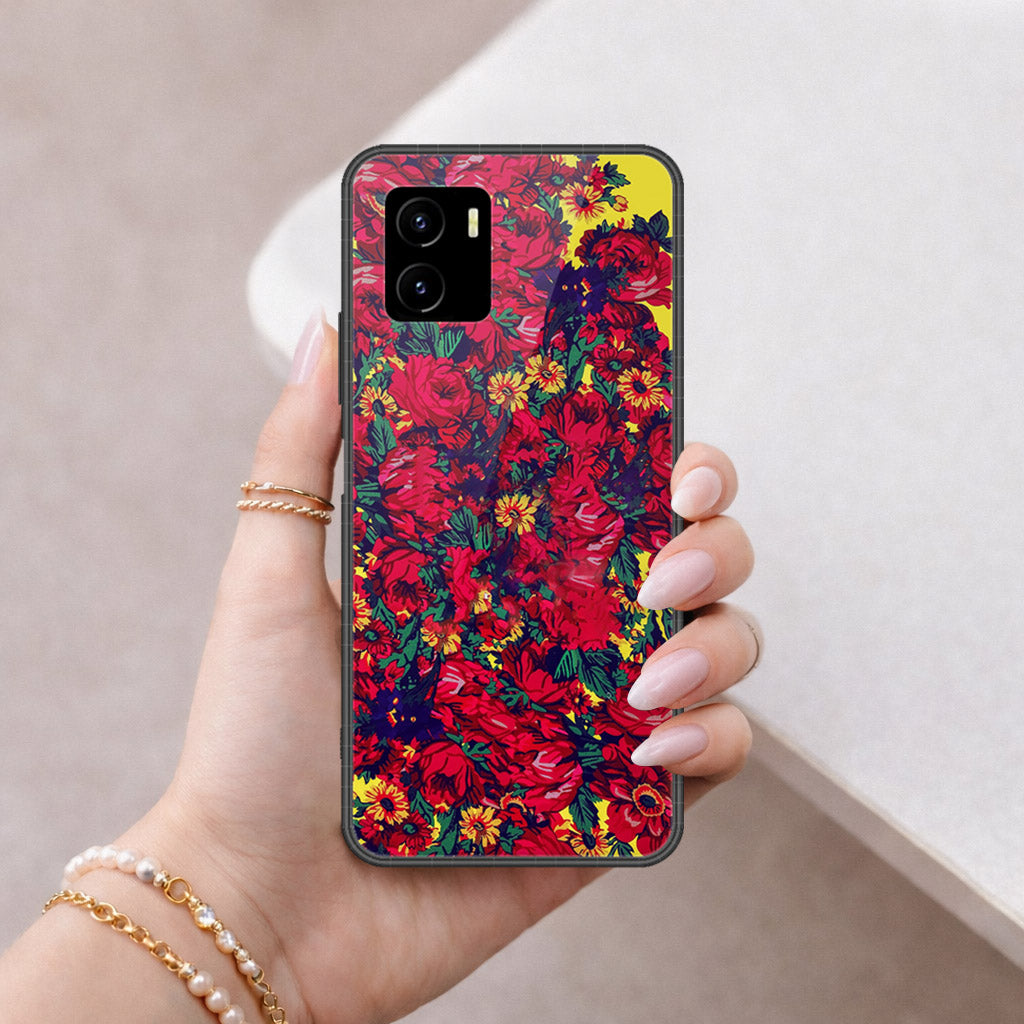 Vivo Y01 Cover - Floral Series - HQ Ultra Shine Premium Infinity Glass Soft Silicon Borders Case