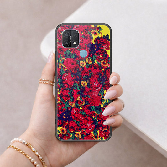 Oppo A15s Cover - Floral Series - HQ Ultra Shine Premium Infinity Glass Soft Silicon Borders Case
