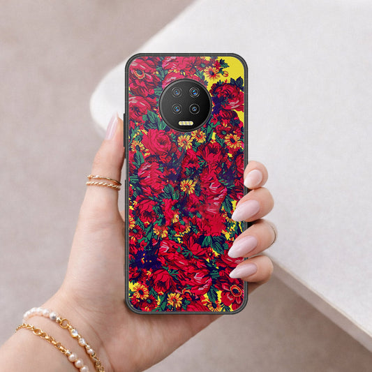 Infinix Note 7 Cover - Floral Series - HQ Ultra Shine Premium Infinity Glass Soft Silicon Borders Case