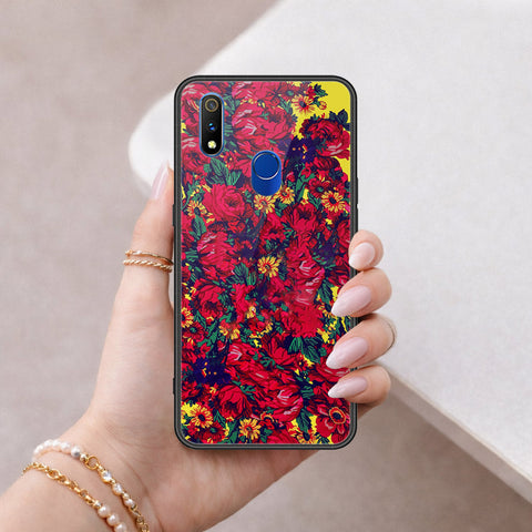 Realme 3 Pro Cover - Floral Series - HQ Ultra Shine Premium Infinity Glass Soft Silicon Borders Case