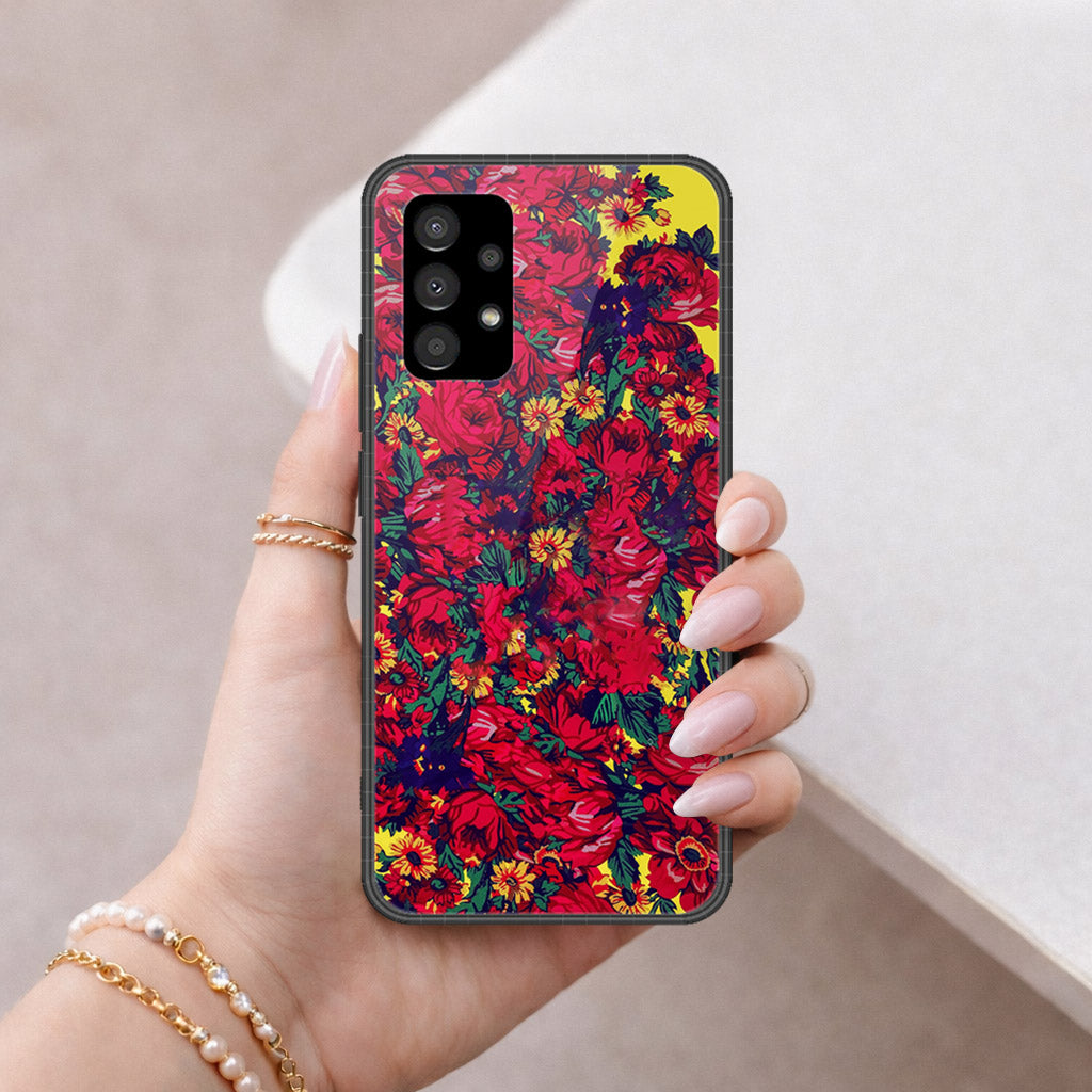Samsung Galaxy A53 5G Cover - Floral Series - HQ Ultra Shine Premium Infinity Glass Soft Silicon Borders Case