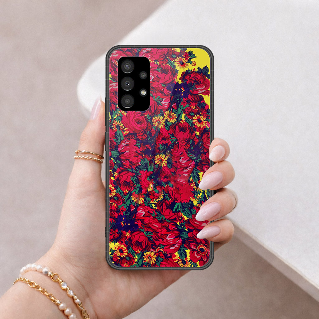 Samsung Galaxy A73 5G Cover - Floral Series - HQ Ultra Shine Premium Infinity Glass Soft Silicon Borders Case