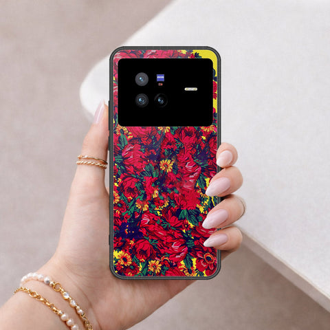 Vivo X80 Cover - Floral Series - HQ Ultra Shine Premium Infinity Glass Soft Silicon Borders Case