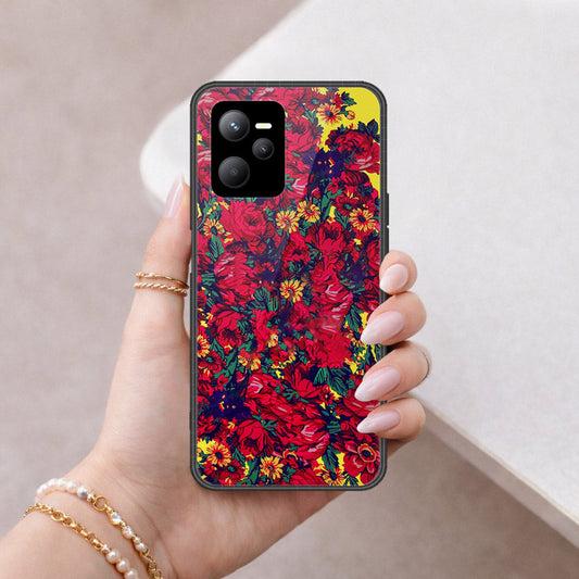 Realme C35 Cover - Floral Series - HQ Ultra Shine Premium Infinity Glass Soft Silicon Borders Case