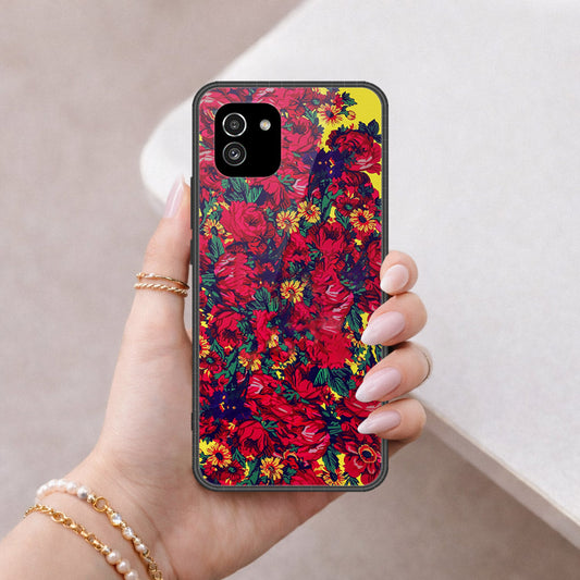 Samsung Galaxy A03 Cover - Floral Series - HQ Ultra Shine Premium Infinity Glass Soft Silicon Borders Case