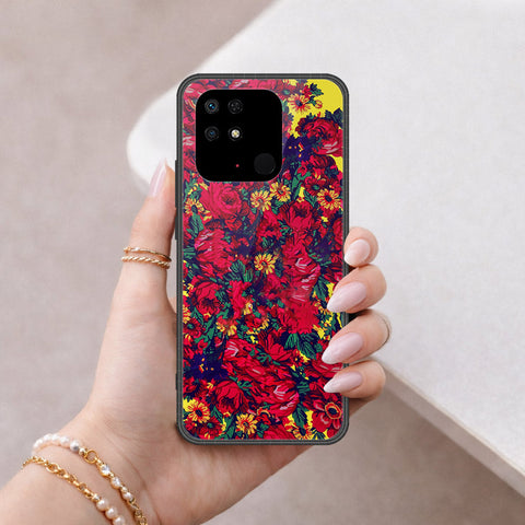 Xiaomi Redmi 10C Cover - Floral Series - HQ Ultra Shine Premium Infinity Glass Soft Silicon Borders Case