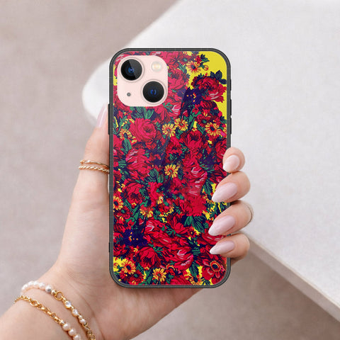 iPhone 14 - Floral Series - HQ Ultra Shine Premium Infinity Glass Soft Silicon Borders Case