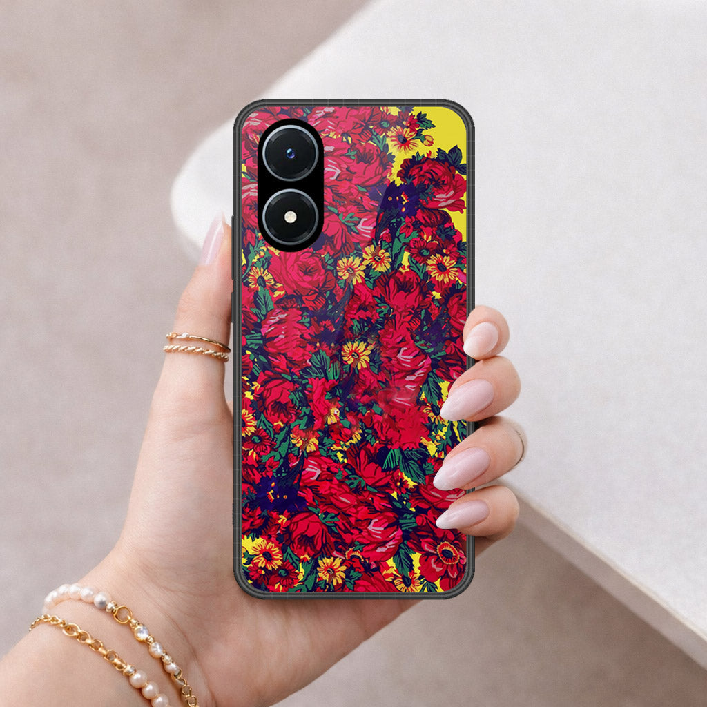 Vivo Y02s Cover - Floral Series - HQ Ultra Shine Premium Infinity Glass Soft Silicon Borders Case