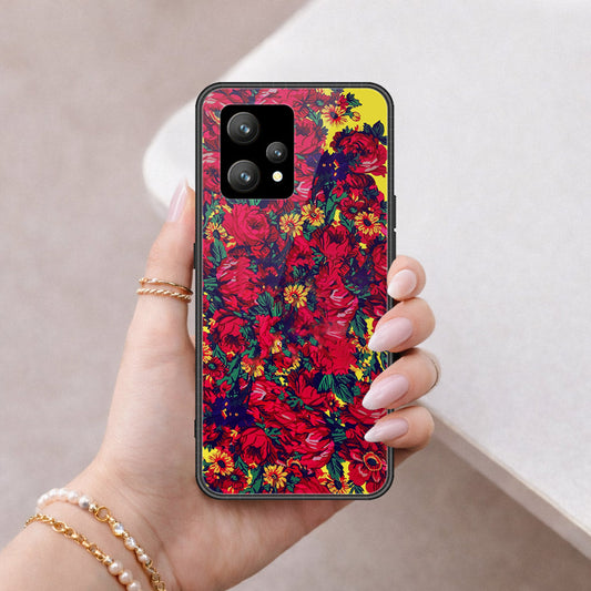 Realme 9 4G Cover - Floral Series - HQ Ultra Shine Premium Infinity Glass Soft Silicon Borders Case