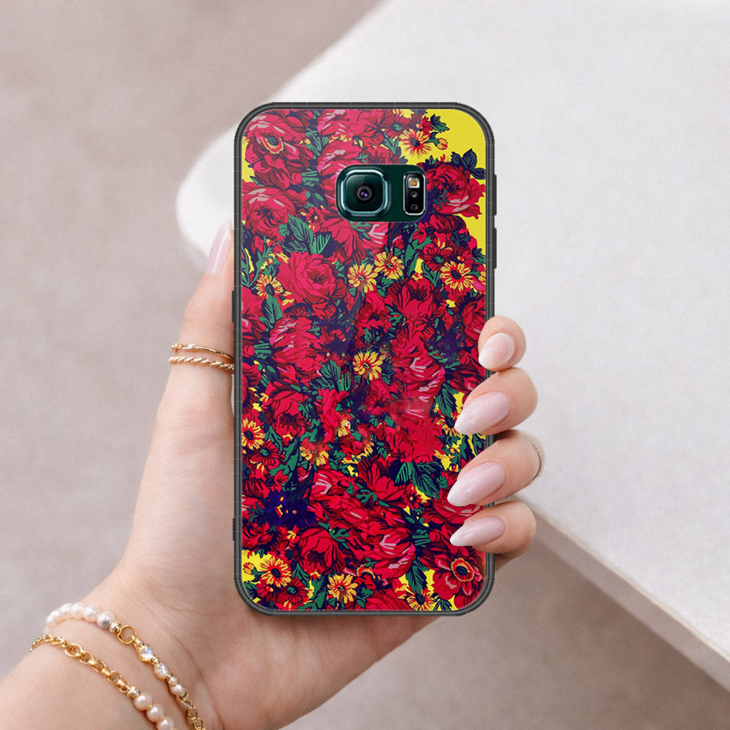 Samsung Galaxy S6 Edge Plus Cover - Floral Series - HQ Ultra Shine Premium Infinity Glass Soft Silicon Borders Case