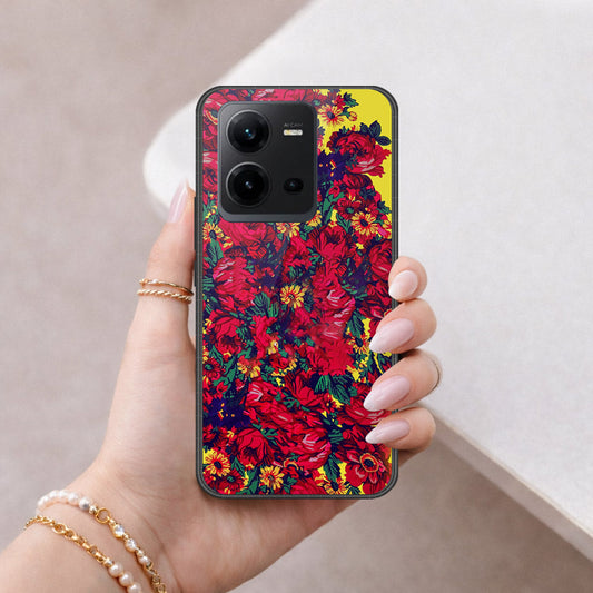 Vivo V25e Cover - Floral Series - HQ Ultra Shine Premium Infinity Glass Soft Silicon Borders Case
