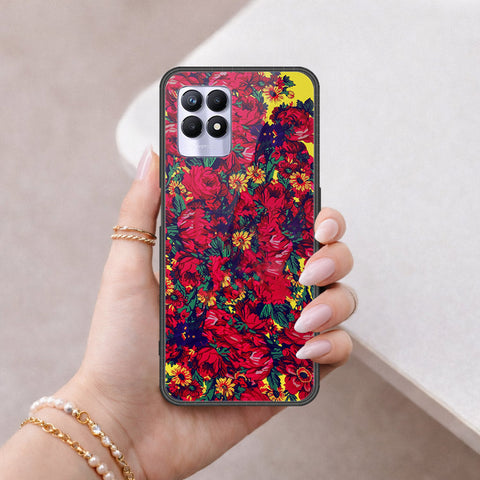 Realme 8i Cover - Floral Series - HQ Ultra Shine Premium Infinity Glass Soft Silicon Borders Case