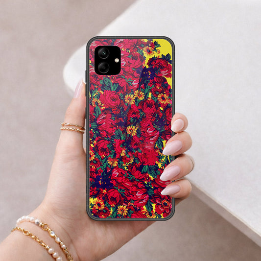 Samsung Galaxy F17 Cover - Floral Series - HQ Ultra Shine Premium Infinity Glass Soft Silicon Borders Case
