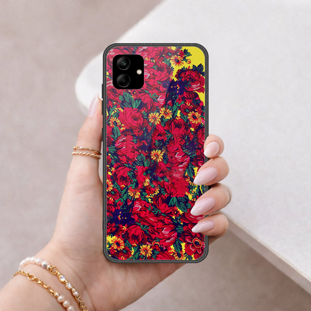 Samsung Galaxy A04e Cover - Floral Series - HQ Ultra Shine Premium Infinity Glass Soft Silicon Borders Case