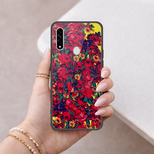 Oppo A31 Cover - Floral Series - HQ Ultra Shine Premium Infinity Glass Soft Silicon Borders Case