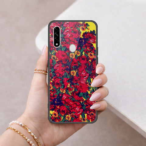 Oppo A31 Cover - Floral Series - HQ Ultra Shine Premium Infinity Glass Soft Silicon Borders Case