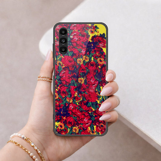 Samsung Galaxy A04s Cover - Floral Series - HQ Ultra Shine Premium Infinity Glass Soft Silicon Borders Case