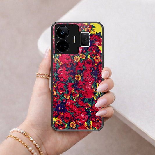 Realme GT3 Cover - Floral Series - HQ Ultra Shine Premium Infinity Glass Soft Silicon Borders Case