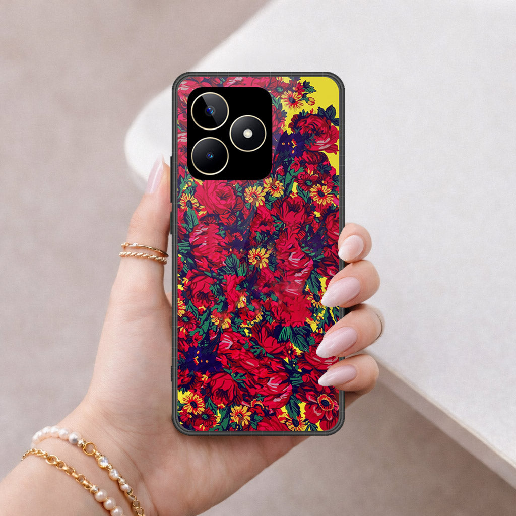 Realme C53 Cover - Floral Series - HQ Ultra Shine Premium Infinity Glass Soft Silicon Borders Case