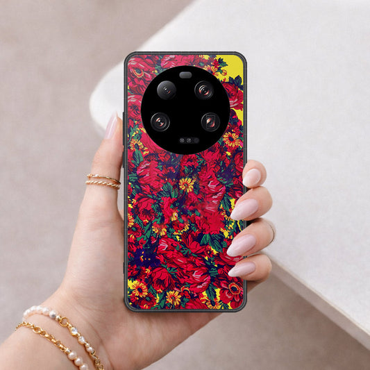 Xiaomi 13 Ultra Cover - Floral Series - HQ Ultra Shine Premium Infinity Glass Soft Silicon Borders Case