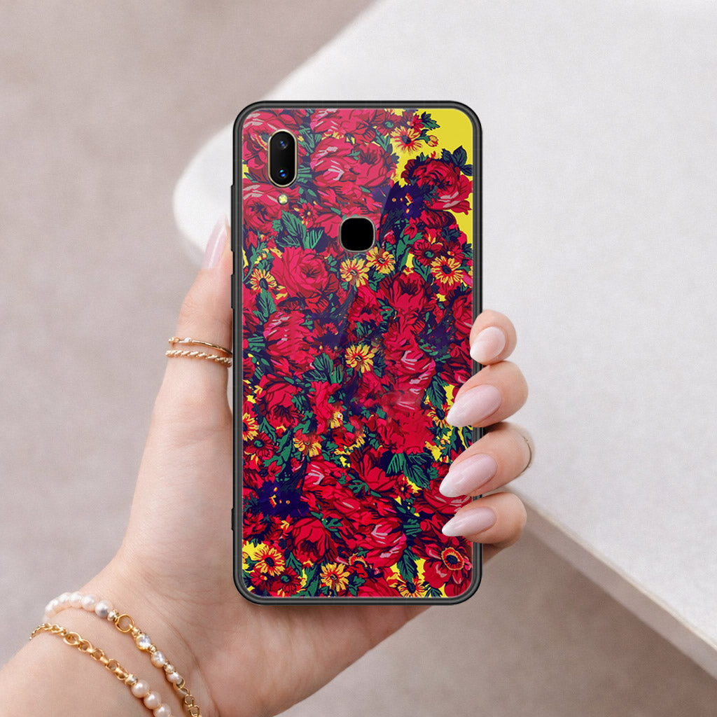 Vivo V11i Cover - Floral Series - HQ Ultra Shine Premium Infinity Glass Soft Silicon Borders Case