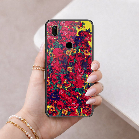 Vivo V11i Cover - Floral Series - HQ Ultra Shine Premium Infinity Glass Soft Silicon Borders Case